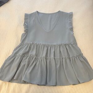 Women's Ruffled Gray Top